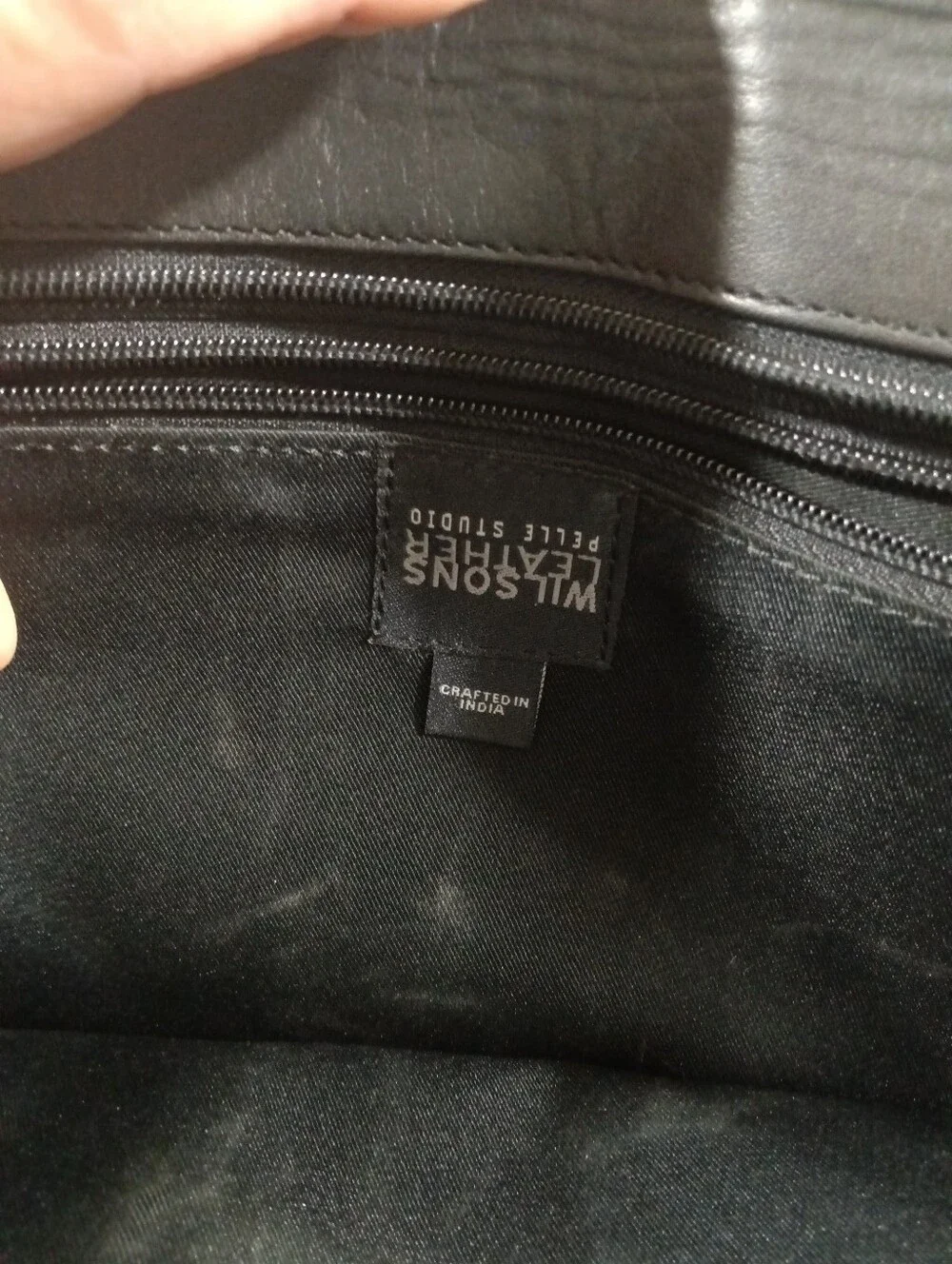 Vintage Black Leather Portfolio Attache Bag Zip Top Handles Wilson Leather